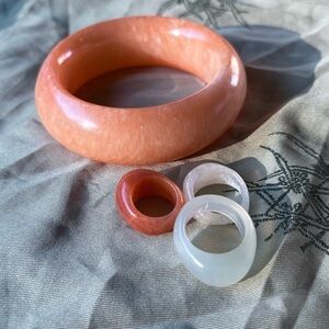 Jade jewelry lot orange jade bangle ring green jade rings